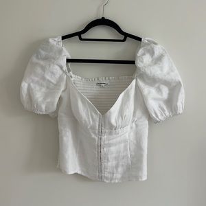 Reformation Rome Linen Top in White, Size 6